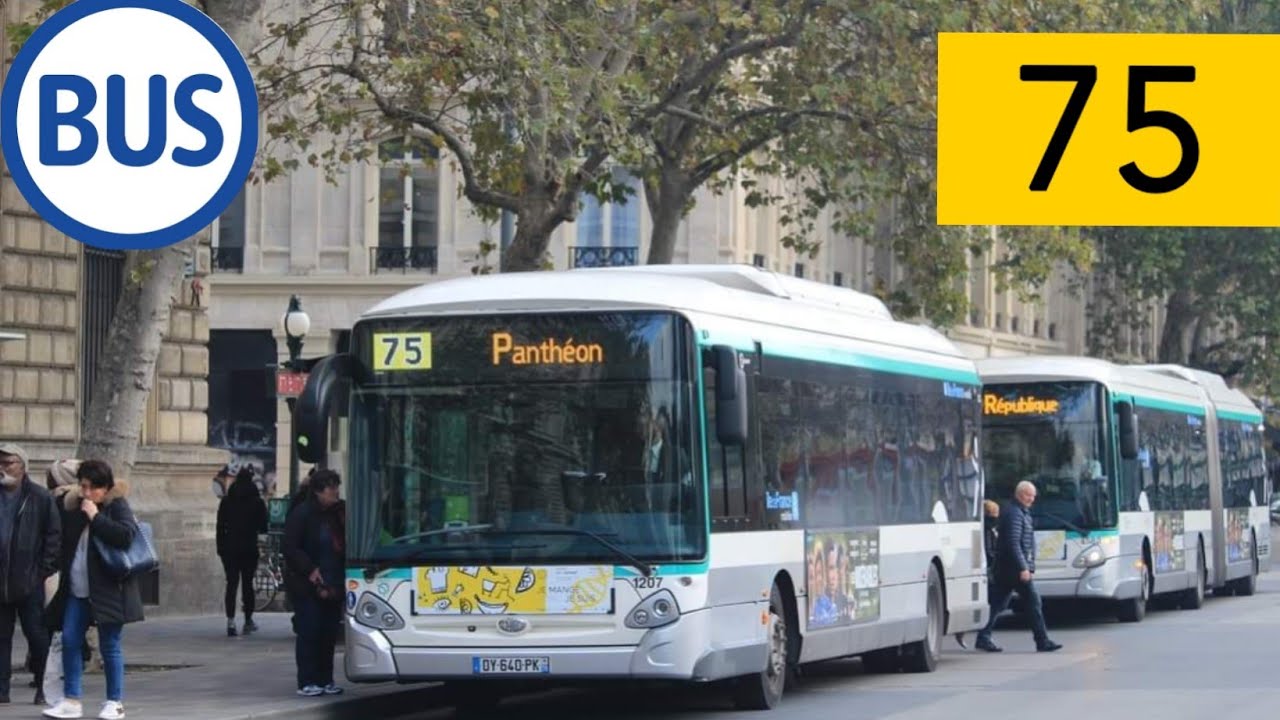 Voyage à bord d'un Heuliez GX337 Hybride de la ligne 75 entre Pont D'Arcole et Archives-Rambuteau