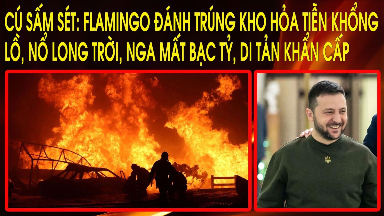 Cú sấm sét: Flamingo đánh trúng kho hỏa tiễn khổng lồ, nổ long trời, Nga mất bạc tỷ, di tản khẩn cấp