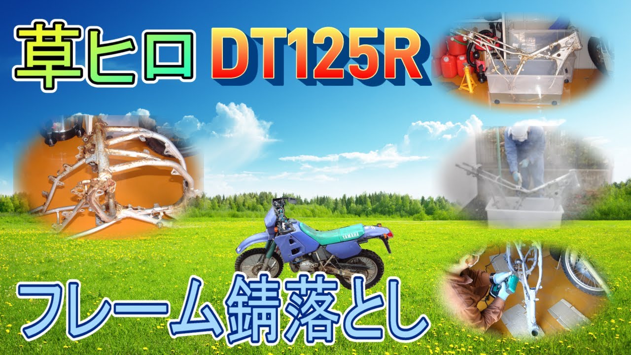 【 DT125R (2) 】 フレーム錆落とし 草ヒロ(草むら放置)バイク