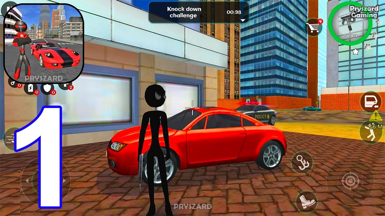 Stick Rope Hero 2 - Gameplay Part 1 Missions & City Taxi Driver, Stickman Rope Hero (iOS, Android)