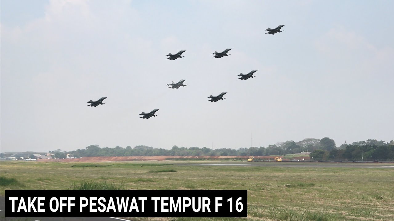 Suaranya Ngeri !!! Pesawat Tempur F16 Fighting Falcon TNI AU Take Off dan Landing di Bandara Halim