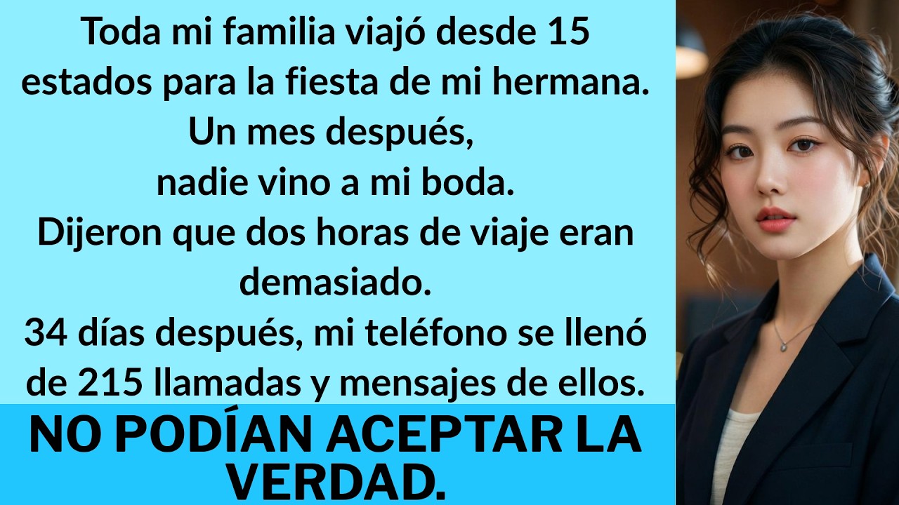Mi familia viajó desde 15 estados para la fiesta de mi hermana, pero nadie vino a mi boda.