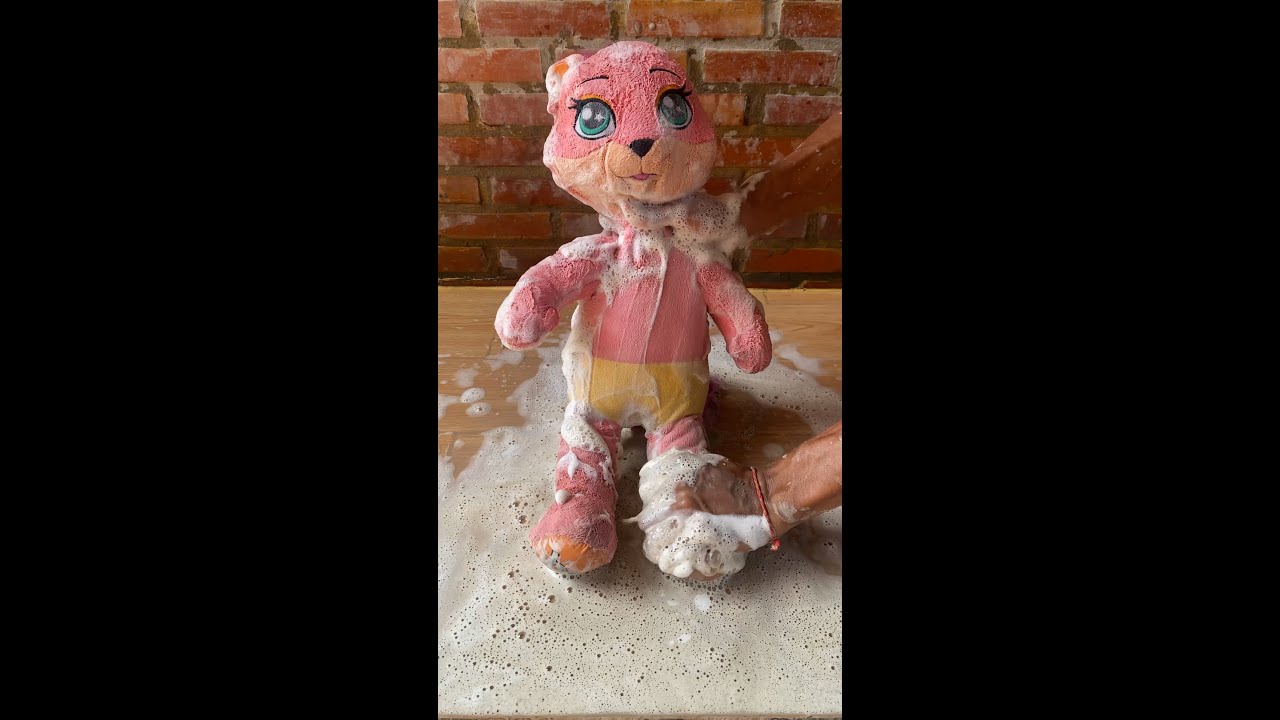 Abandoned Clean Doll ASMR Transforming the abandoned Panda in trash to be clean and beautiful #love