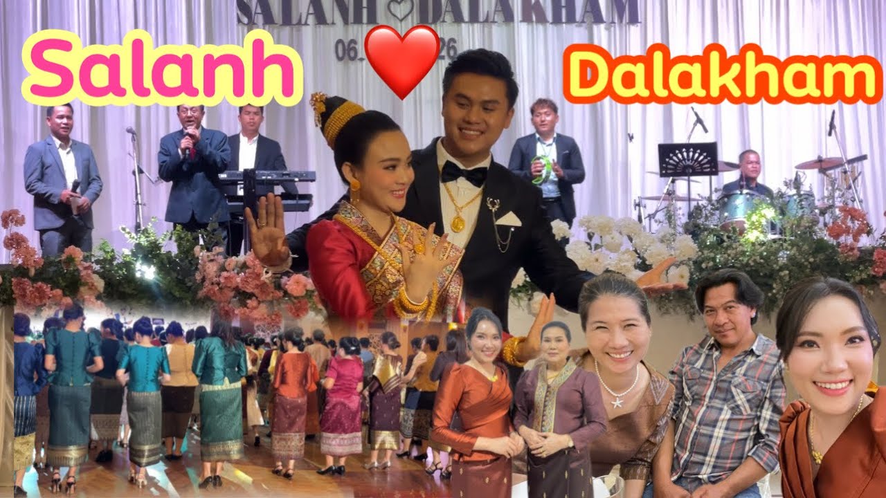 สาวลาวเต้นรำฟ้อนบาดสะโลบบเป็นสิ่งหนื่งที่พีน้องชาวไทยชอบ งานเลี้ยงตอนเย็นงานแต่งพีต้อม
