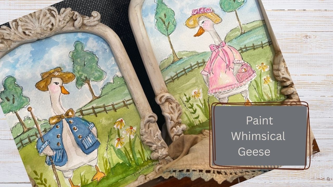 Whimsical Watercolor Goose Painting Tutorial | Pen & Ink Details