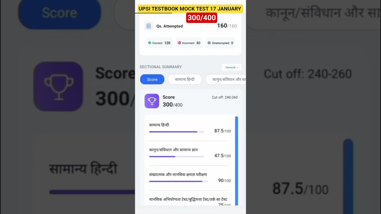 UPSI TESTBOOK MOCK TEST ANALYSIS 