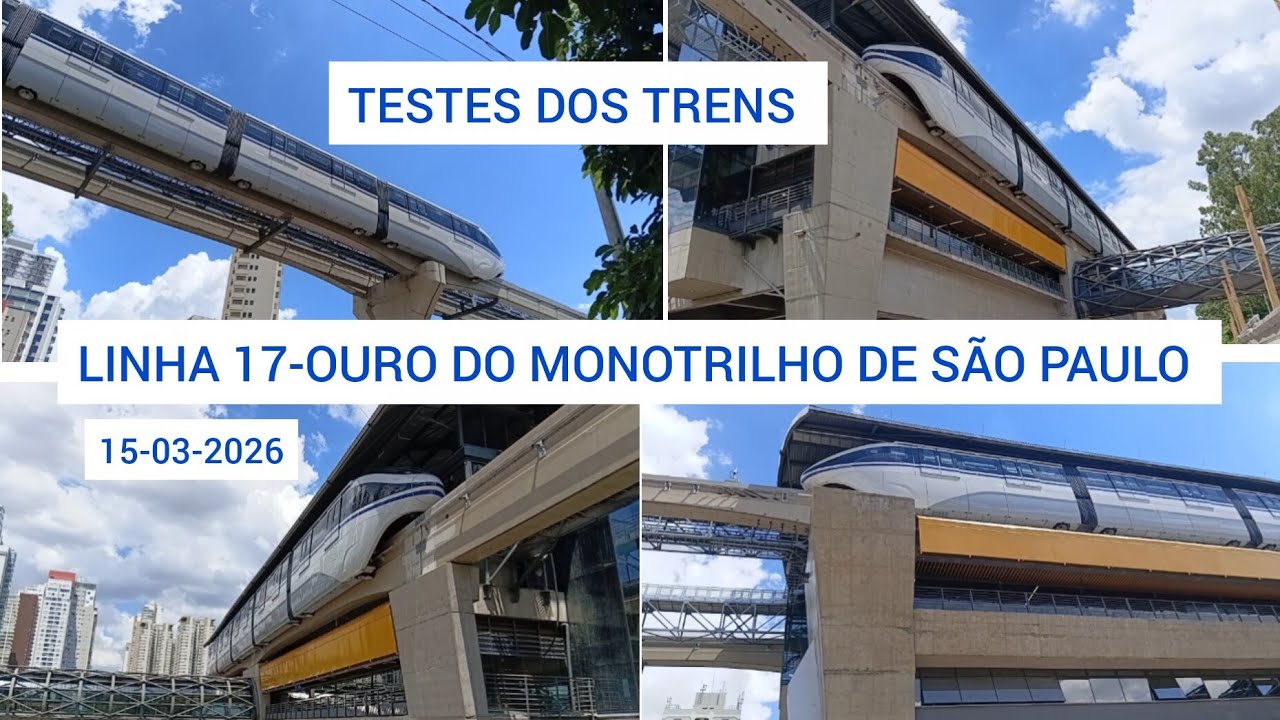 TESTES DOS TRENS DA LINHA 17-OURO DO MONOTRILHO DE SÃO PAULO SP ZONA SUL 