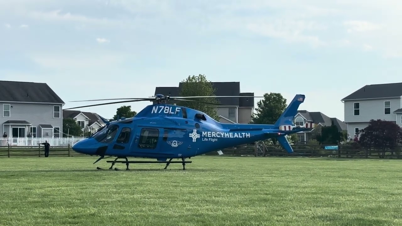 Mercy Health | Life Flight | N78LF | AW119MKII Taking off from a PR event in Perrysburg Ohio