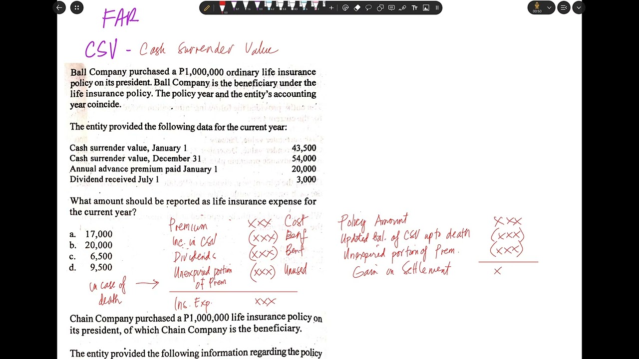 FAR - Cash Surrender Value (CSV)