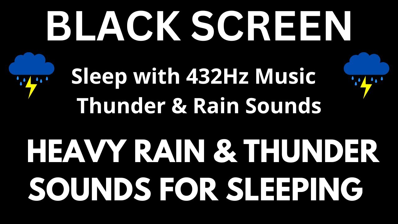 Sleep with 432Hz Music + Thunder & Rain Sounds BLACK SCREEN ( Beat Insomnia,  Remove Stress )