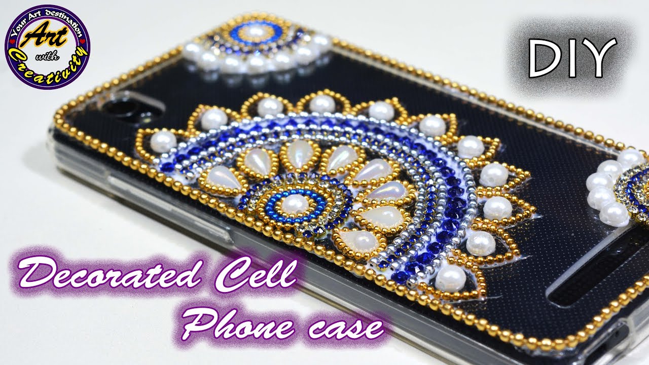 How to make DIY Cell phone case decoration(Back cover) | Beaded phone Case | Art with Creativity 226