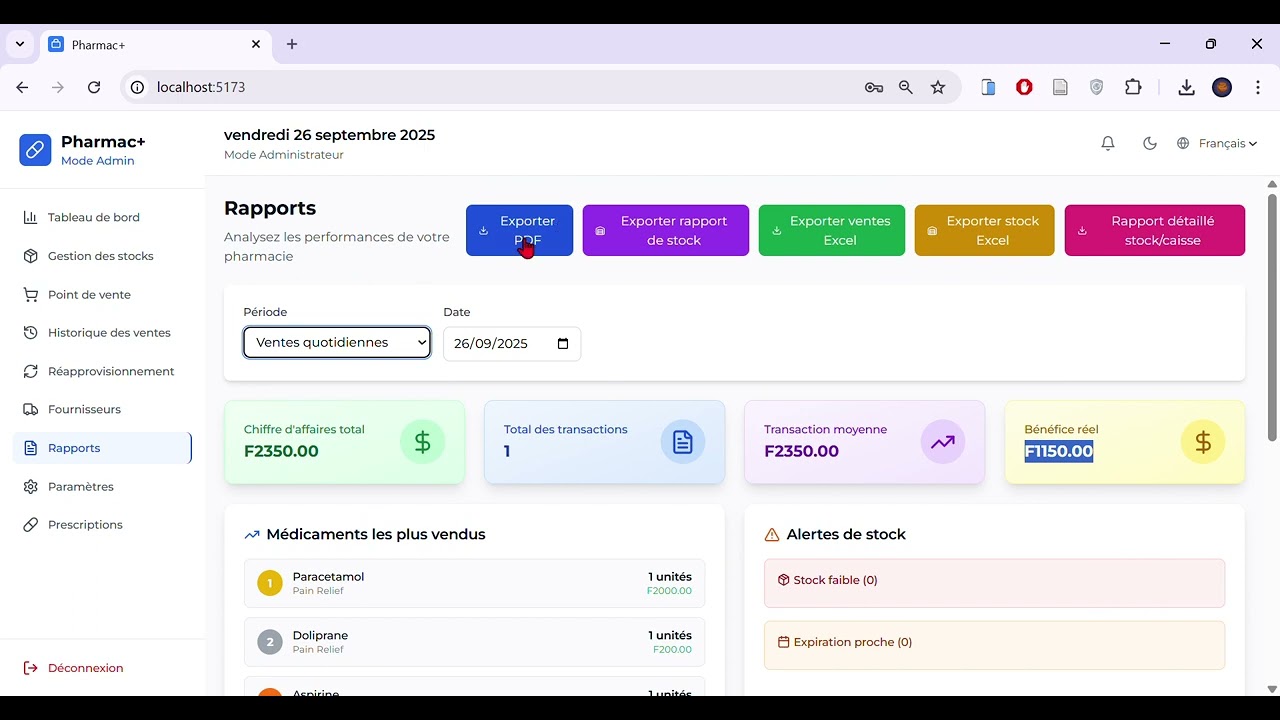 Logiciel de gestion d'une Pharmacie