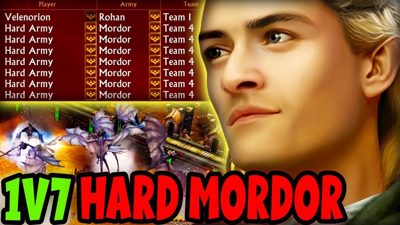 1v7 Hard Mordor AI Army | Elves Only | Battle for Middle Earth 2.22
