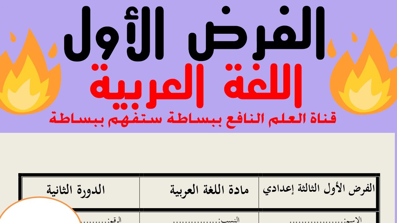 تصحيح الفرض الأول اللغة العربية الدورة الثانية الثالثة إعدادي