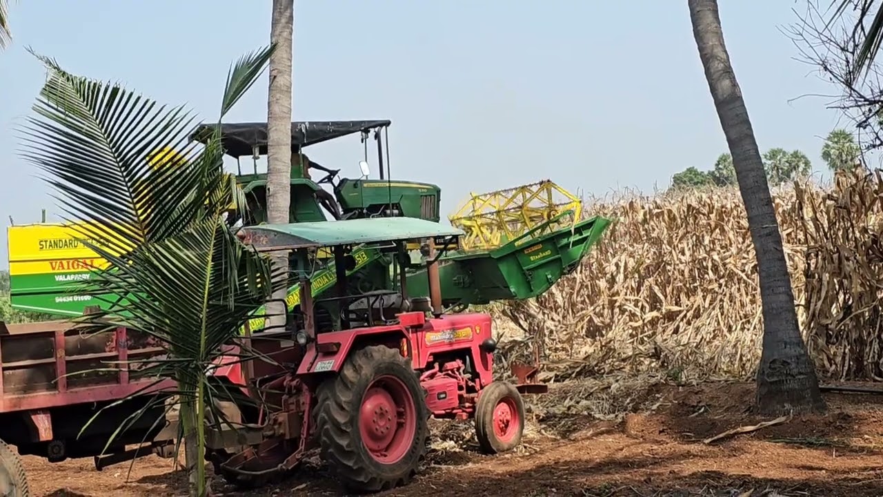 Corn harvesting machine india/Makka Cutting machine/corn agriculture farming working model 