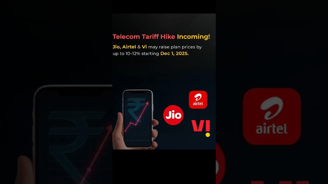🚨 Telecom Tariff Hike ALERT! 📶 Jio, Airtel & Vi Plans Getting Costlier from Dec 1, 2025! 💸📈