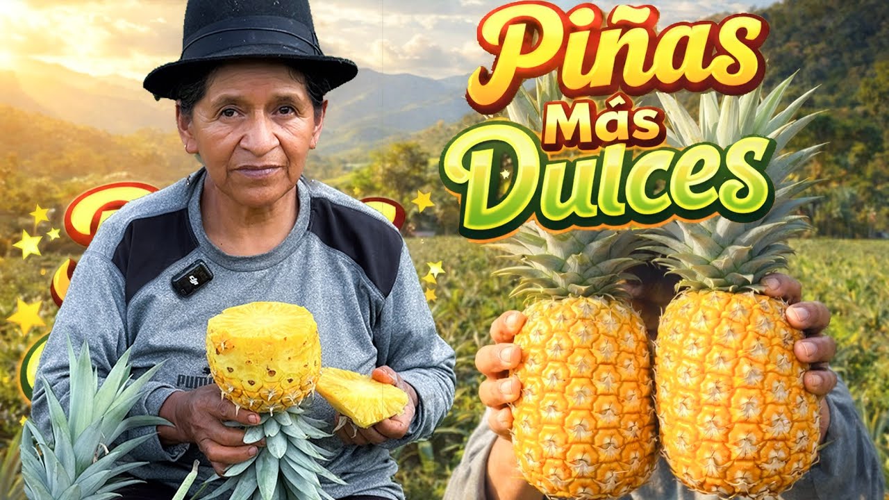 Estas son las piñas mas dulces y jugosas de mi finca