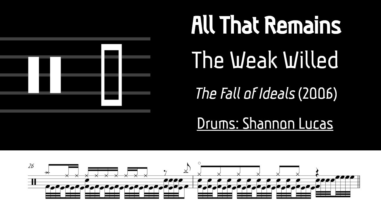 All That Remains - The Weak Willed: Drum Sheet Music Transcription