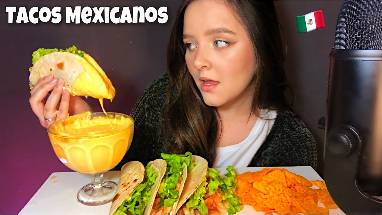 TACOS MEXICANOS COM MOLHO DE QUEIJO 🇲🇽 MUKBANG BRASIL (SONS DE MASTIGAÇÃO) | CAMILE ASMR
