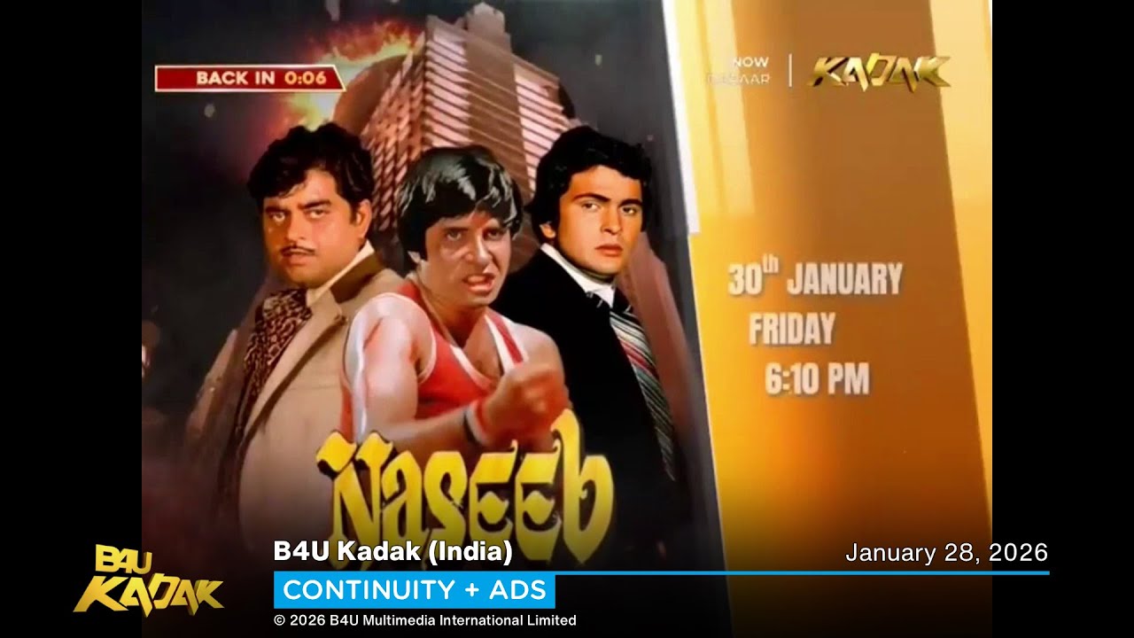 B4U Kadak (India) continuity + ads | January 28, 2026