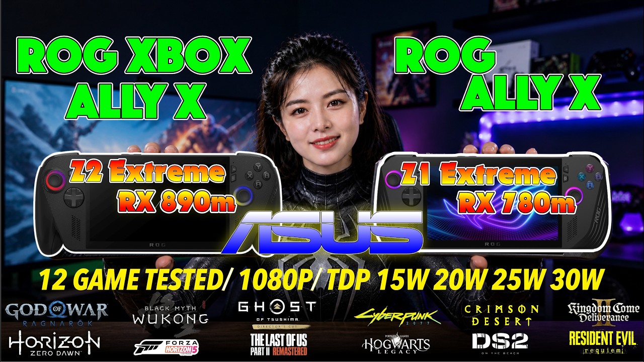 Asus ROG Xbox Ally X kontra ROG Ally X: Z2 Extreme kontra Z1 Extreme &ndash; test 12 gier 1080p (TDP 15...