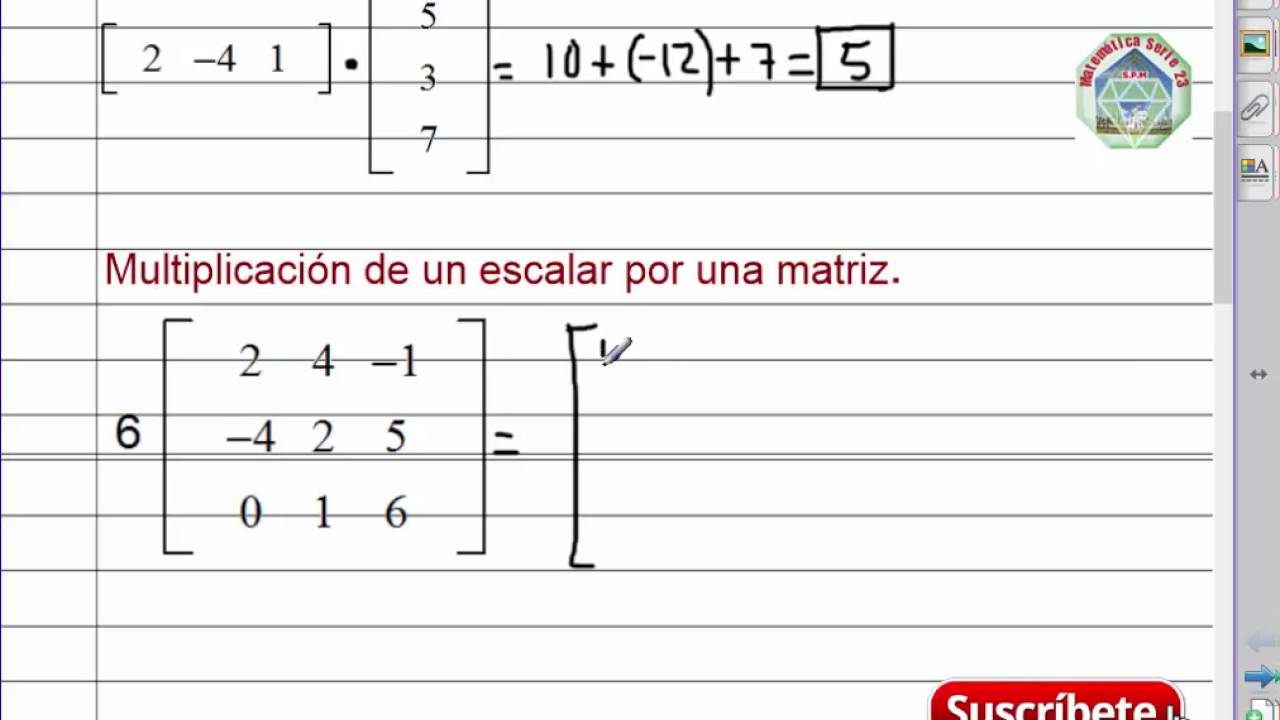 Multiplicación de un Vector Fila por Vector Columna y un Escalar por una Matriz.