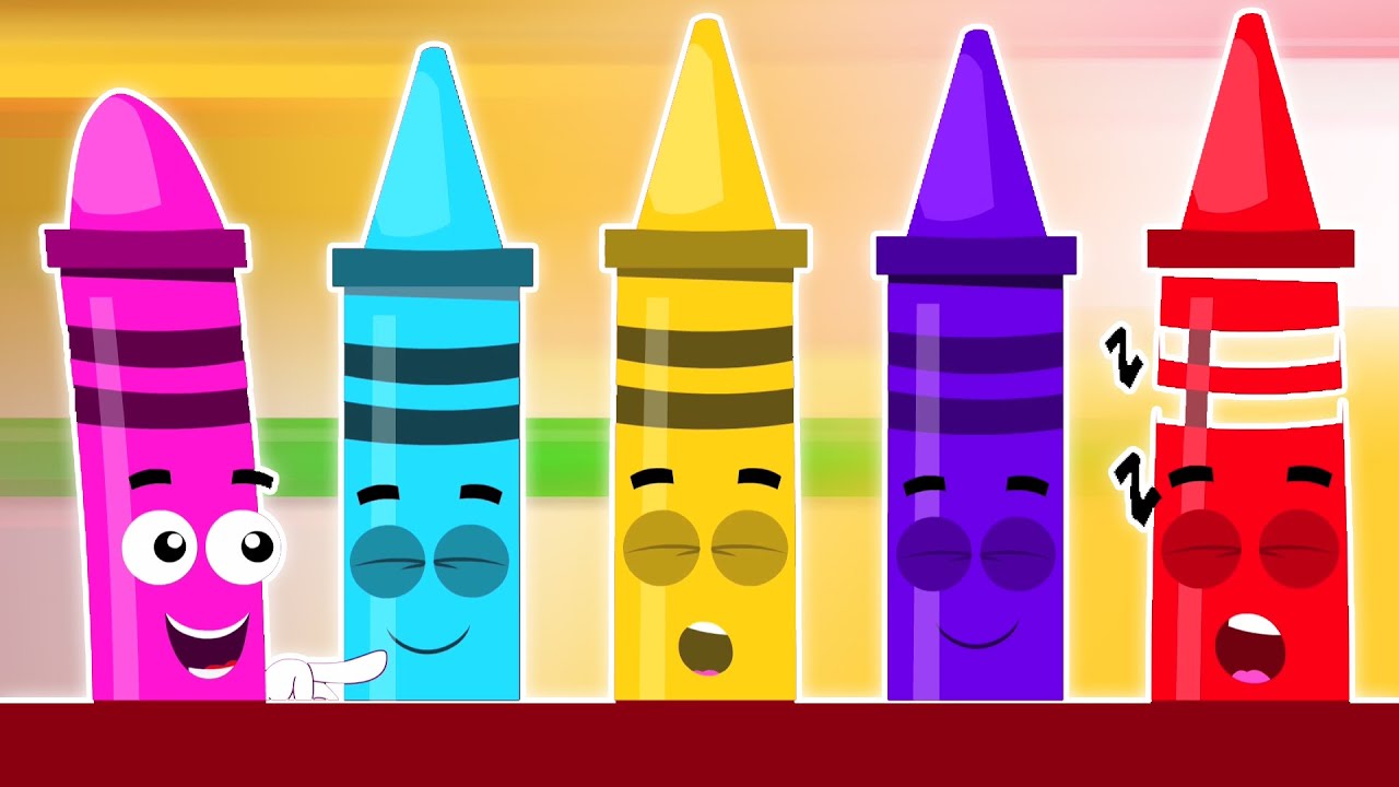 Crayons Mười trong giường ngủ | Tranh biếm họa về trẻ em | video giáo dục | Crayons Ten in the Bed