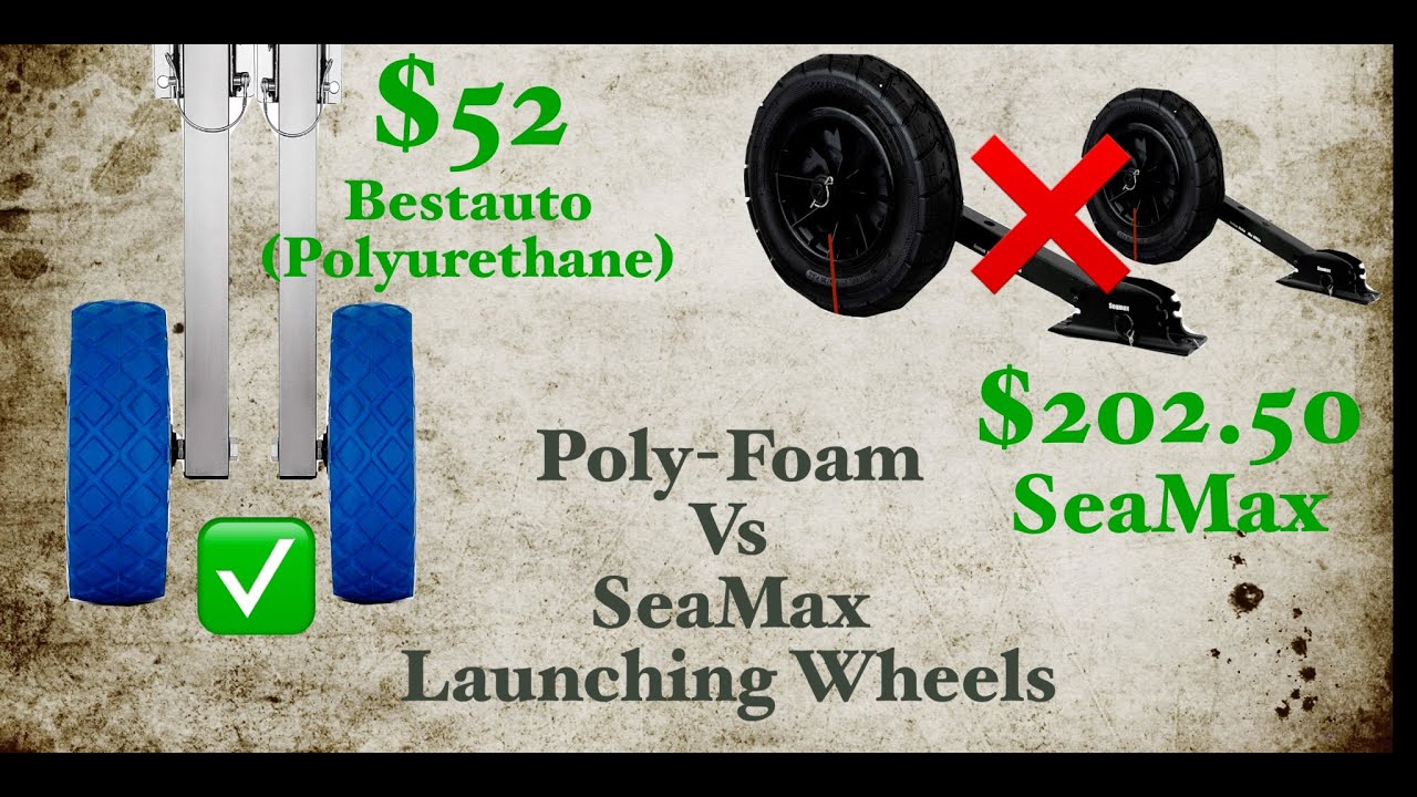 review of seamax vs polyurethane launching wheels on inflatable boat