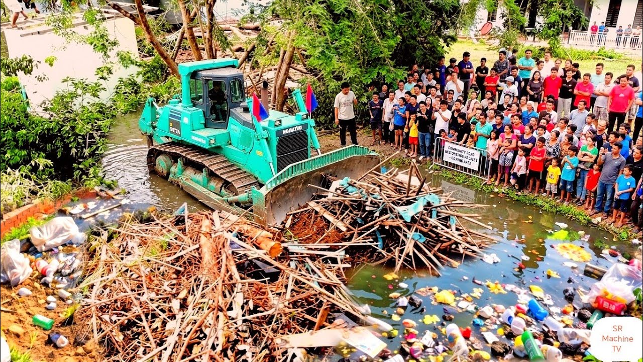 Amazing New Cleaning And Complete Project!! By Skill Bulldozer Pushing Soil & Dump Truck Unloading