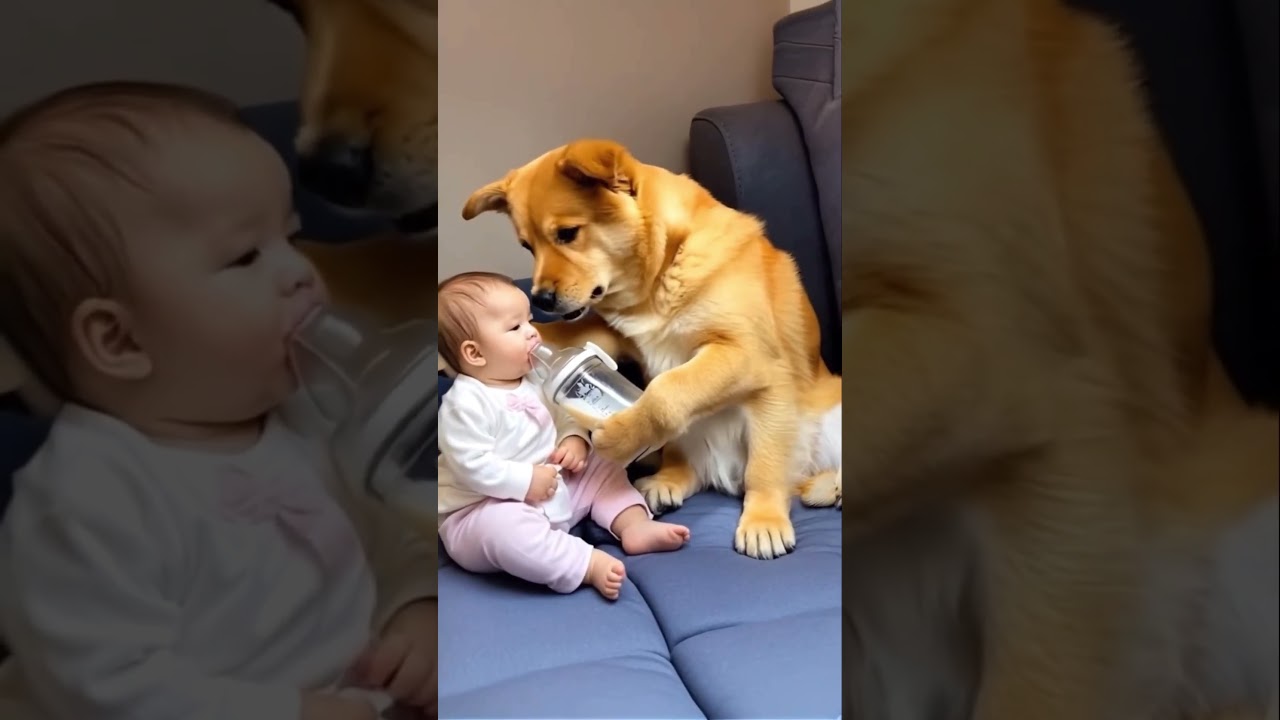 Dog feeds baby milk 😱🤣🍼👶🏻❤️🚀🌈✅
