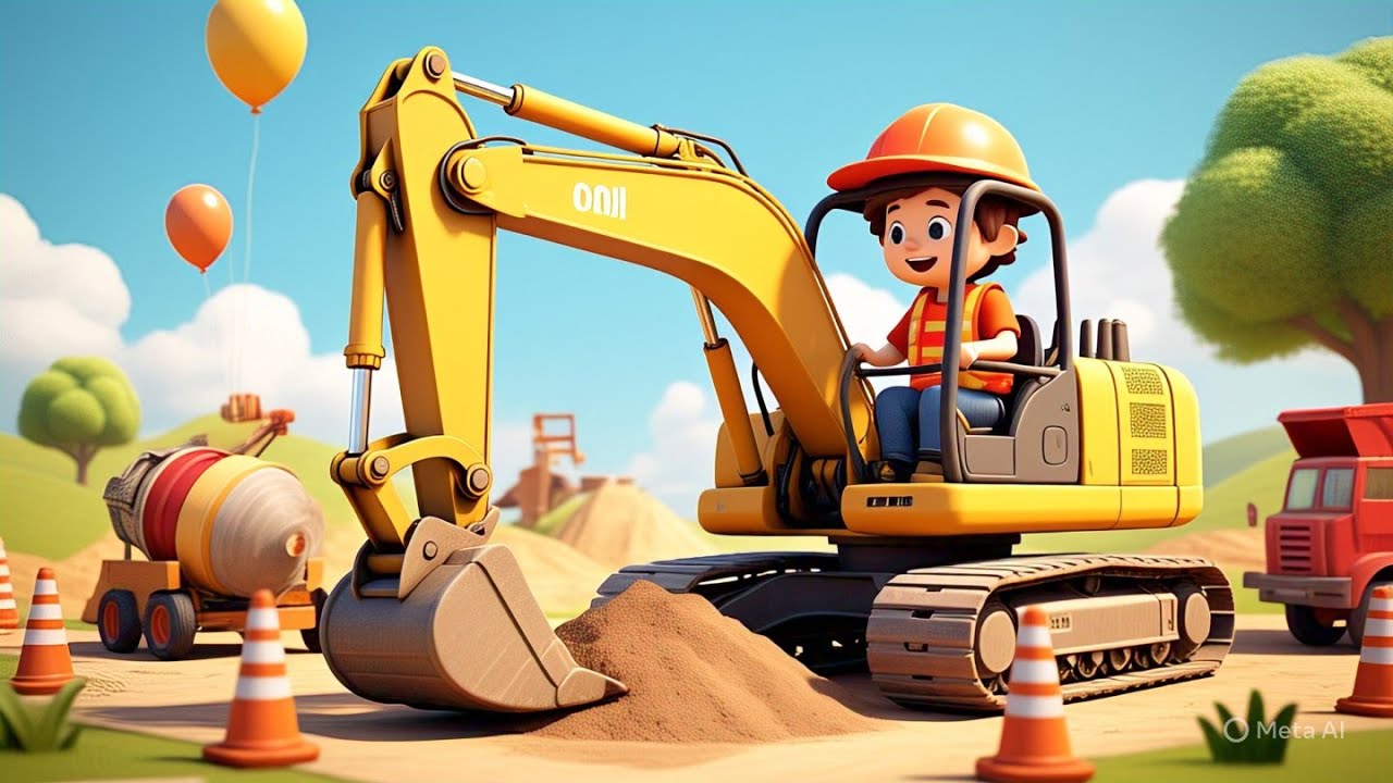 L'excavatrice | Les engins de Chantier 🚚 Tractopelle | Comptines et Chansons pour B&eacute;b&eacute; |Dessin Anim&eacute;