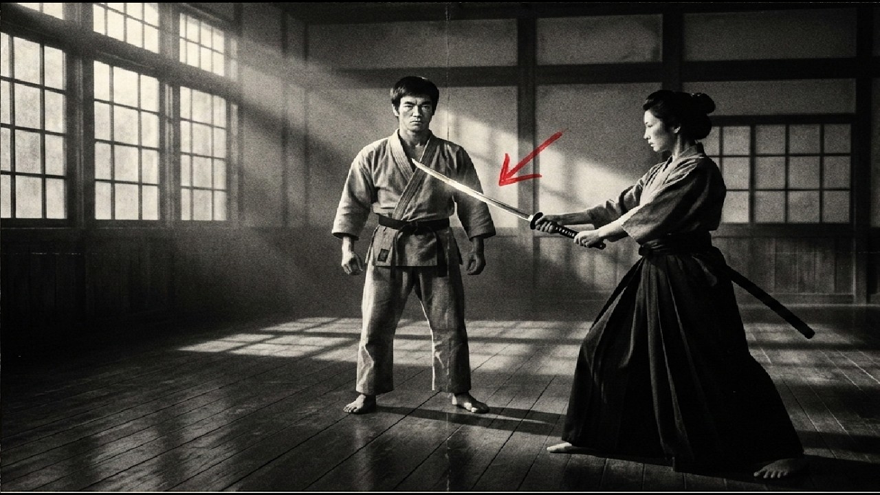 Bruce Lee Desafiado por una Maestra Samurái con una Espada Real — Se Arrepintió al Instante
