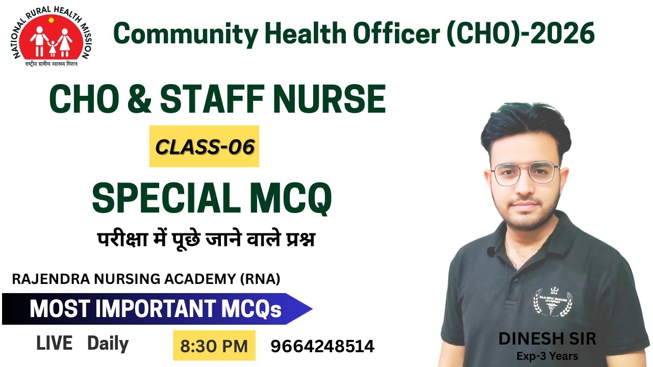 CHO SPECIAL MCQ CLASS-06 // CHO 2026 //  #nursing #rajcho #staffnurse