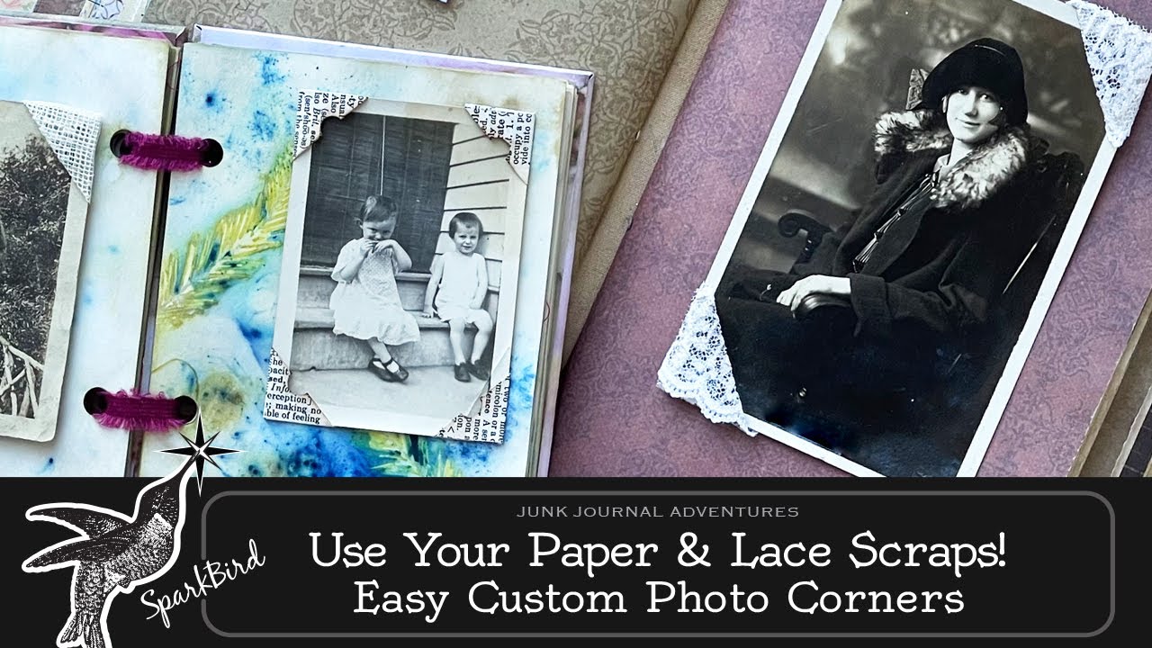 Quick & Easy Photo Corners from Paper & Lace Scraps, and Book Pages