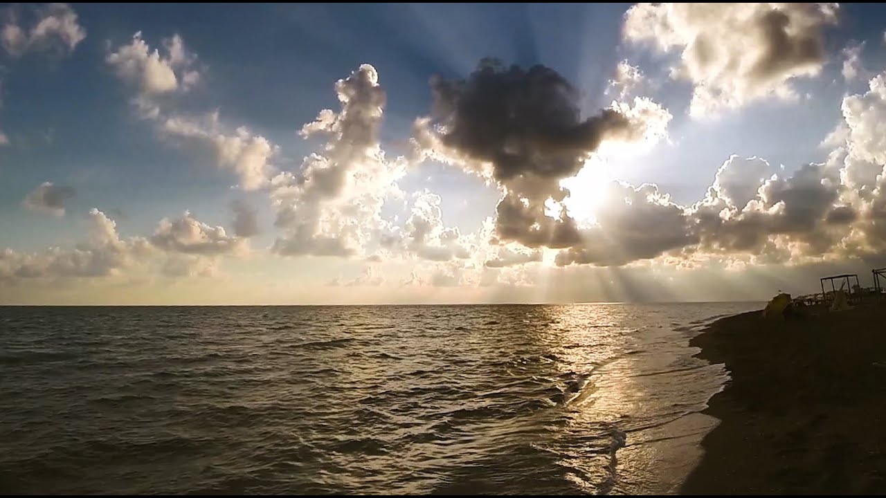 Autumn Sea , Sun Rays Behind the Clouds & Golden Reflections | Wave ASMR
