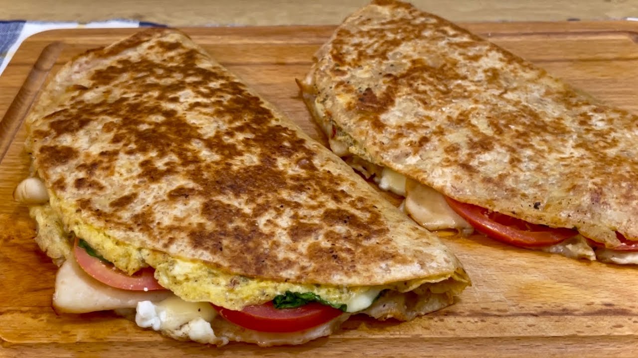 Quick Breakfast Quesadilla with Smoked Chicken and Feta