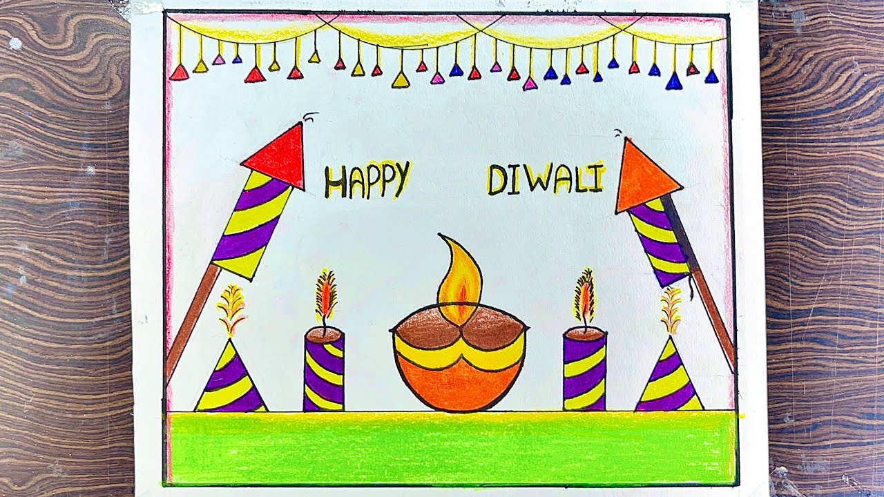 Easy Diwali Drawing || Happy Diwali Drawing Beautiful || How to Draw Diwali Drawing || Happy Diwali