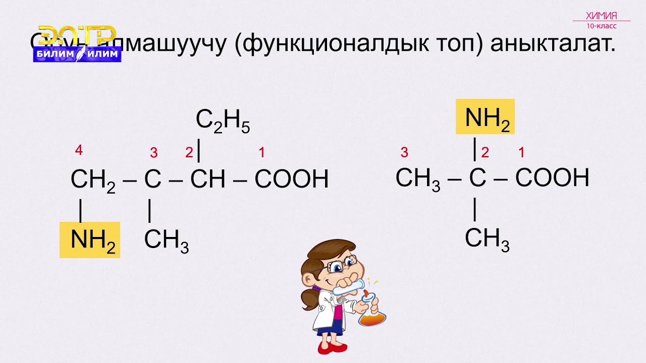 10-класс | Химия | Аминокислоталары. Түзүлүштөрү, курамы жана касиеттери