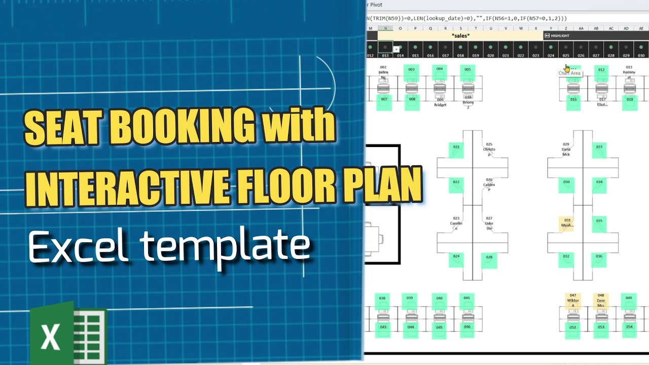 [Promo] Desk Booking with Interactive Floor Plan Excel Template with Seats Highlighting