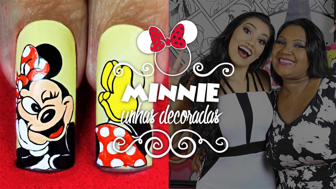 Unhas da Minnie Vermelha Deitada | Cola na Villar