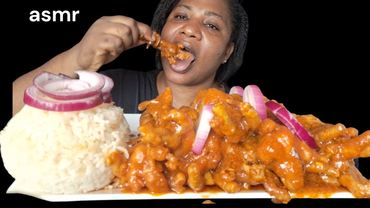 African food mukbang/ Chicken feet 😋 and rice mukbang/ eating Sound ASMR