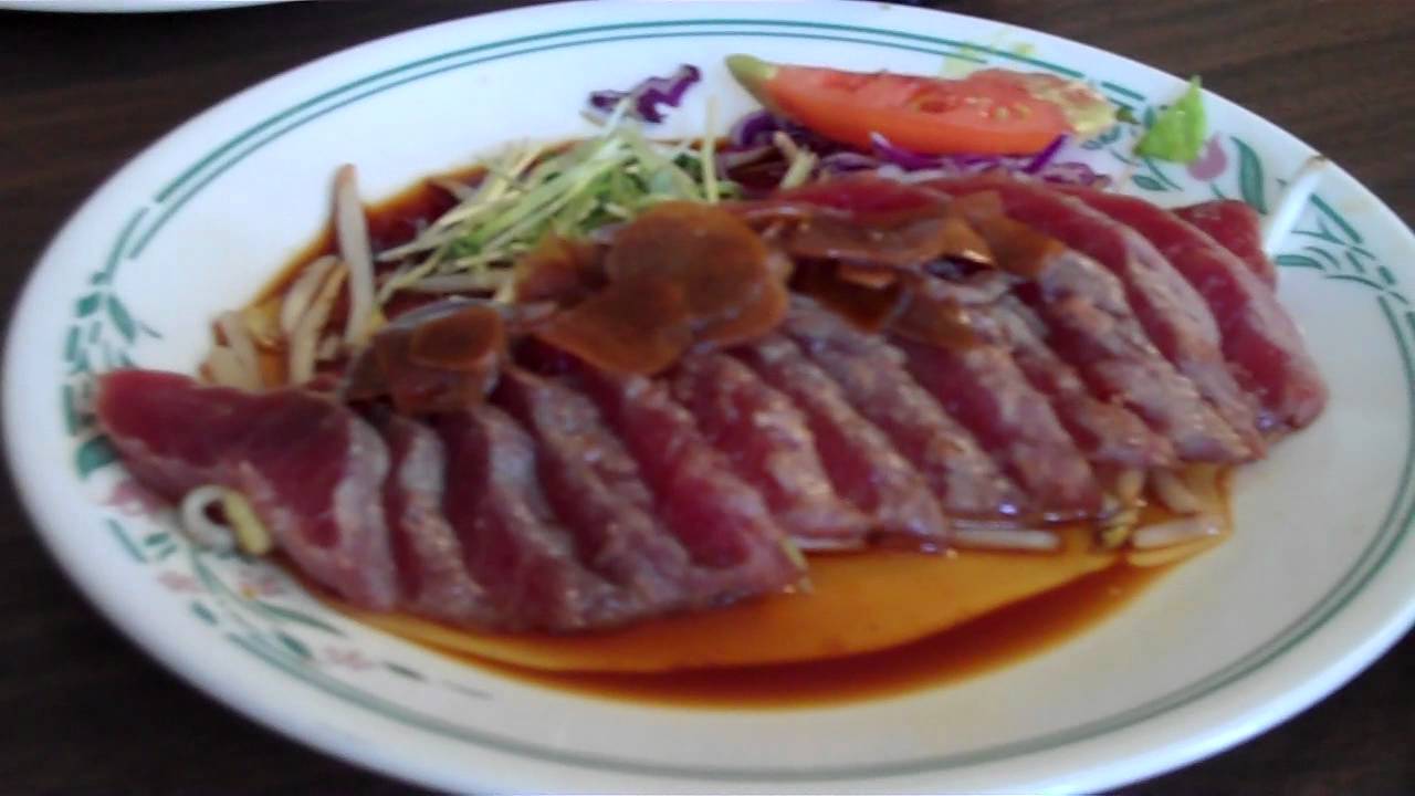Ethel's Grill (Kalihi) - Salad, Miso Soup, Tataki Sashimi and Japanese Hamburger Steak