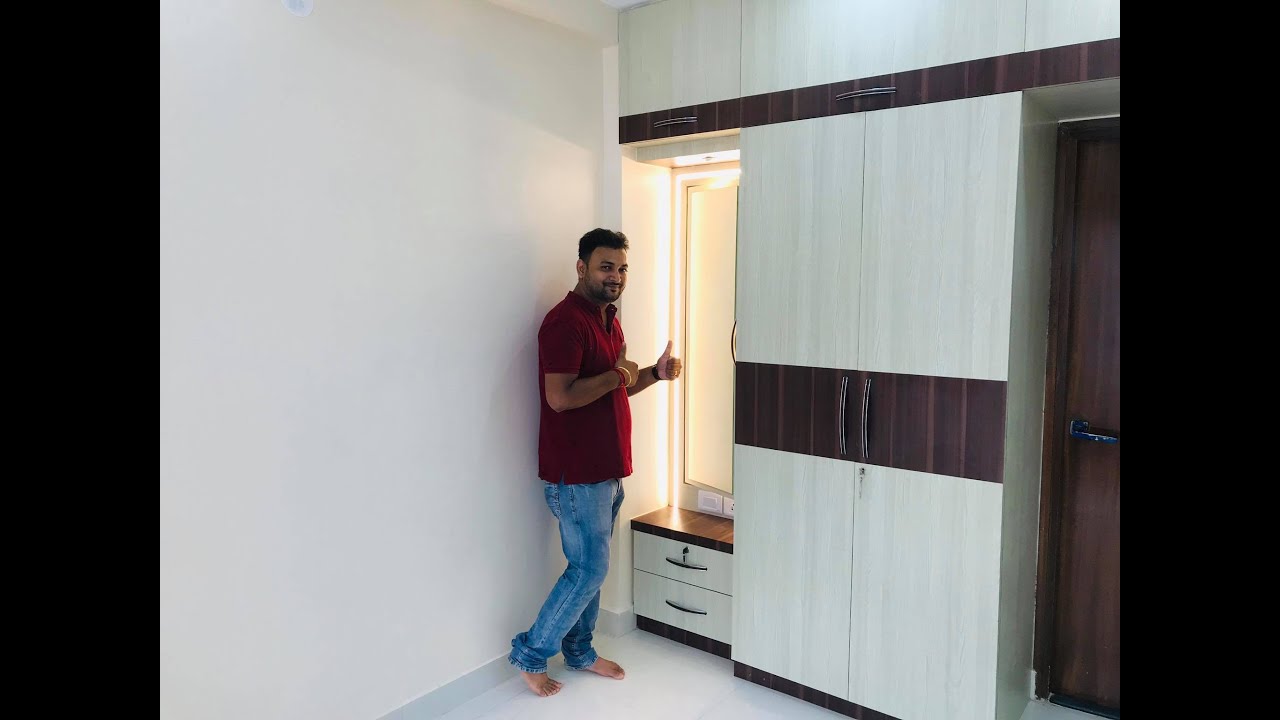 Small Wardrobe With Dressing Unit for Bedroom | Wardrobe Design with Led Dressing Unit