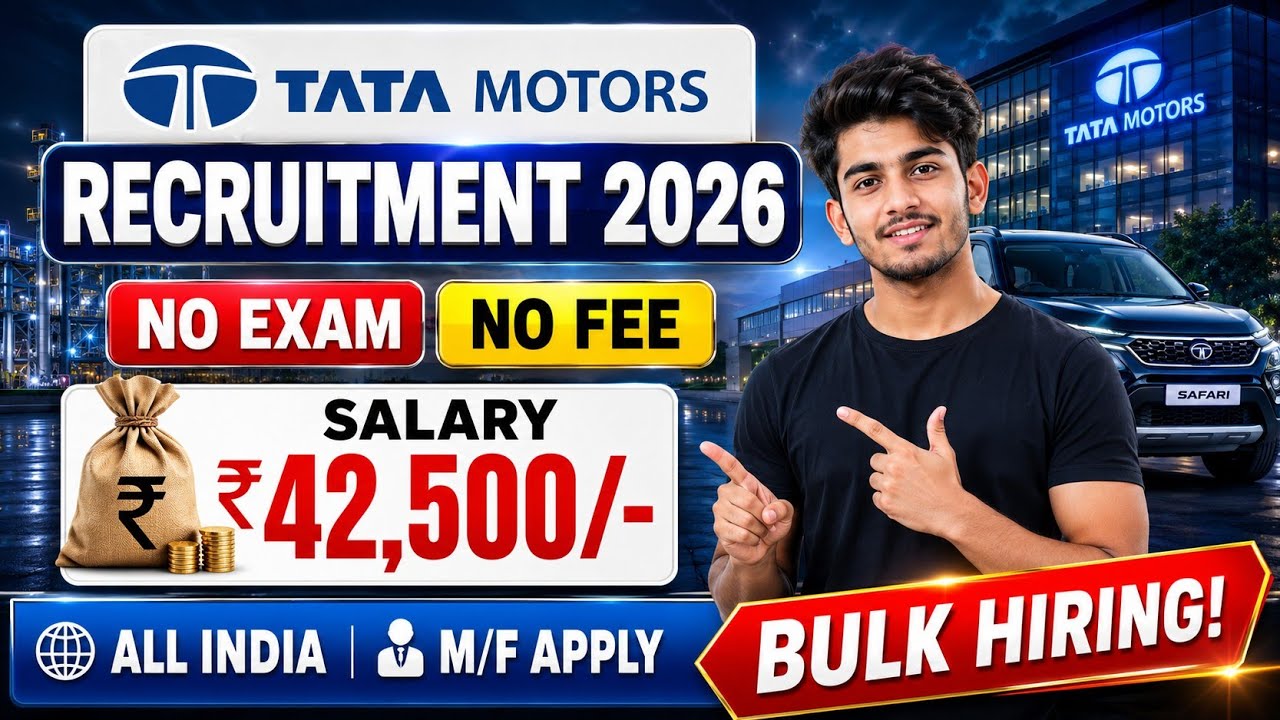 Tata Motors Recruitment 2026 🔥 10,500+ Vacancy | Freshers Eligible | Salary ₹25,000&ndash;₹1.5 Lakh
