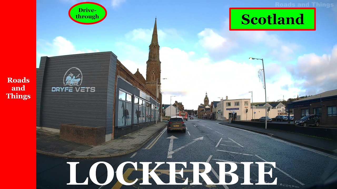 SCOTLAND. Lockerbie. Dumfries and Galloway. DRIVE-THROUGH video.