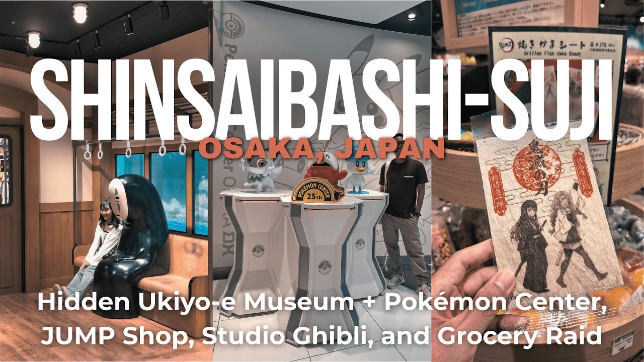 Osaka First Timer 🇯🇵: Exploring Shinsaibashi! Hidden Ukiyo-e Museum + Pokémon Center, Studio Ghibli