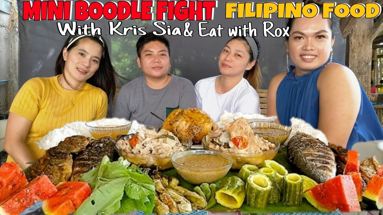 FILIPINO FOOD BOODLE FIGHT MUKBANG WITH @KrisSia & @eatwithrox
