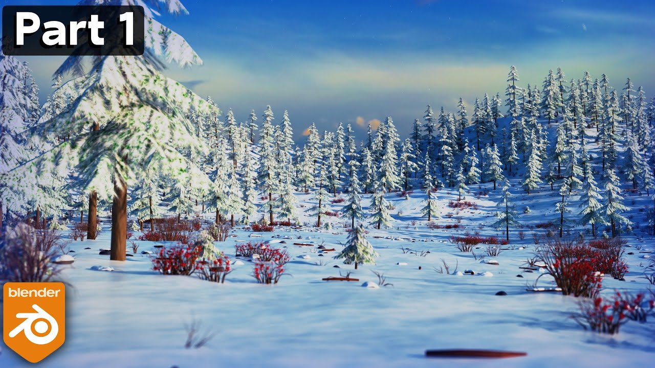 Winter Forest Environment - Part 1 (Blender Tutorial)