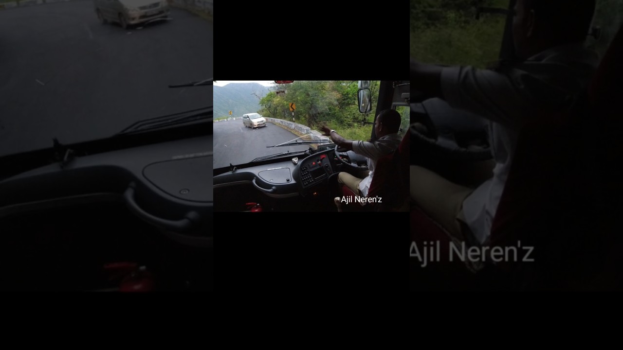 Polite Volvo Bus Driver Signals Car to Move Aside