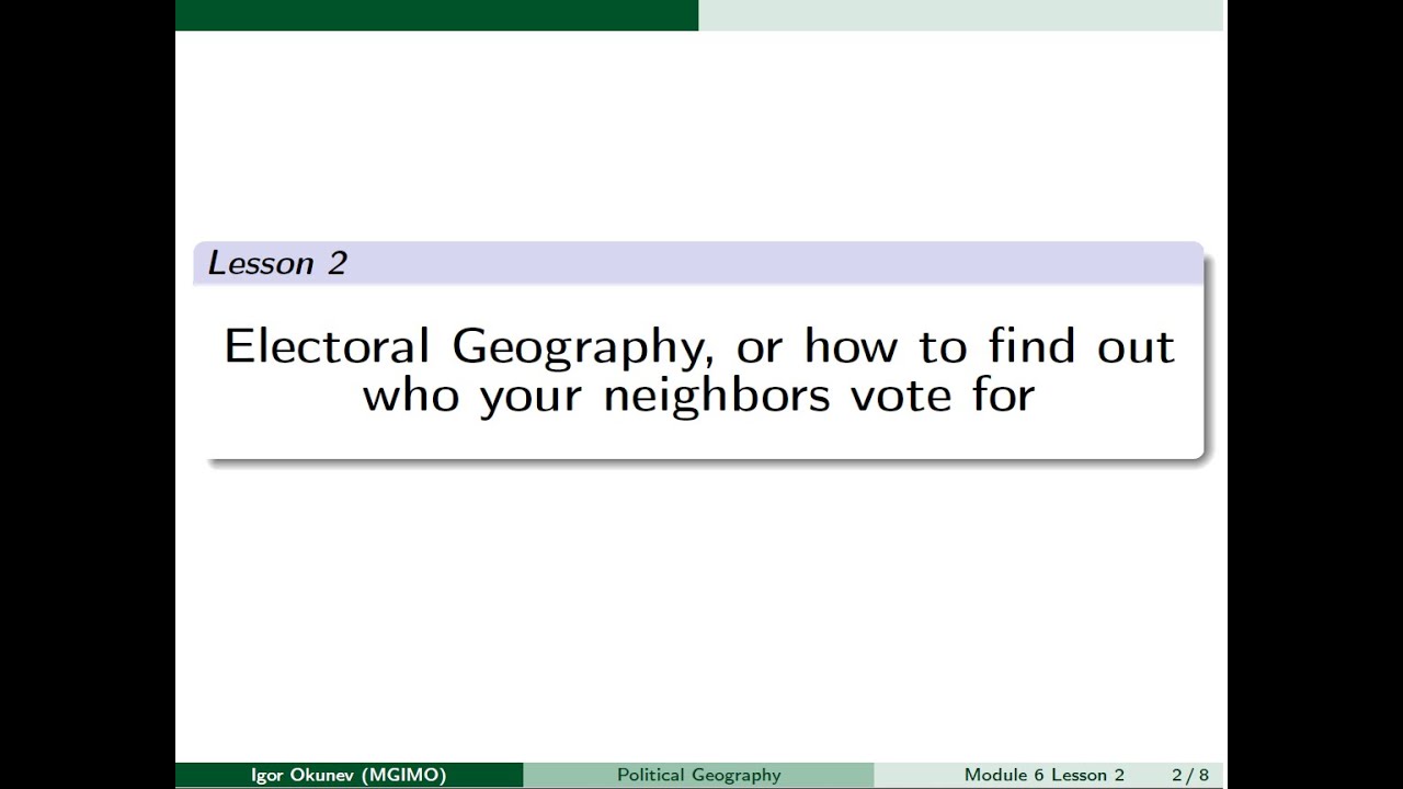 6.2 Electoral Geography, or how to find out who your neighbors vote for